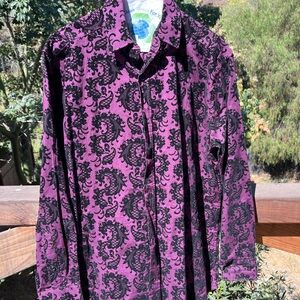 Beverly Hills Polo Club Purple and Black Paisley Men's Shirt